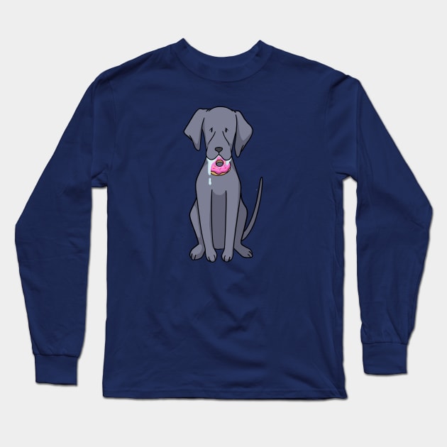 Dog eating donut cartoon Long Sleeve T-Shirt by ballooonfish